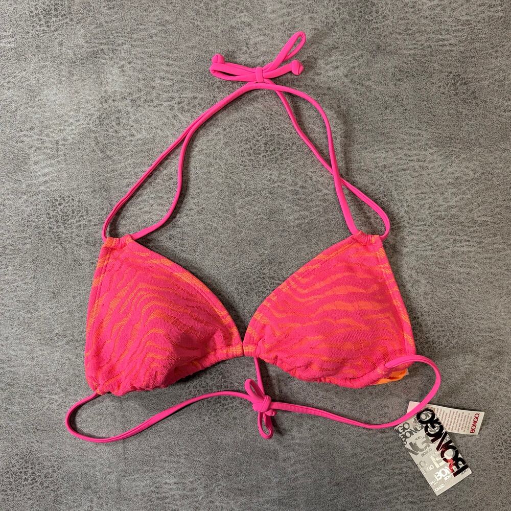 NWT Bongo Neon Pink Zebra Print Bikini Top